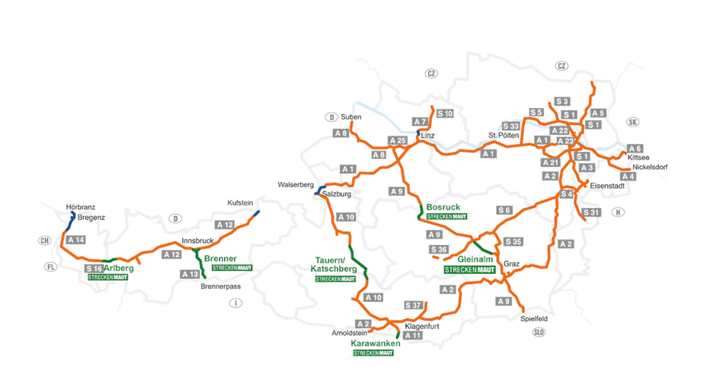 Maut- und Vignettenpflicht Österreich